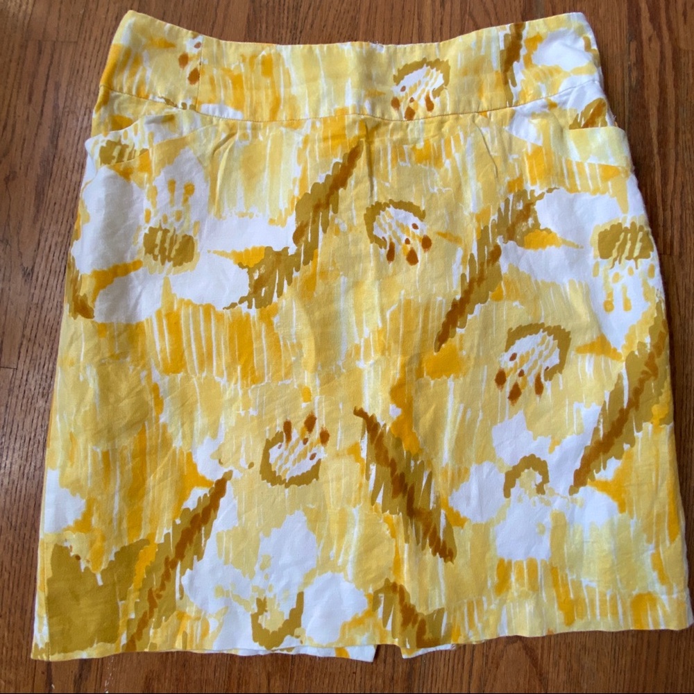 Calvin Klein Sz 14, Spring Floral Skirt, YELLOW